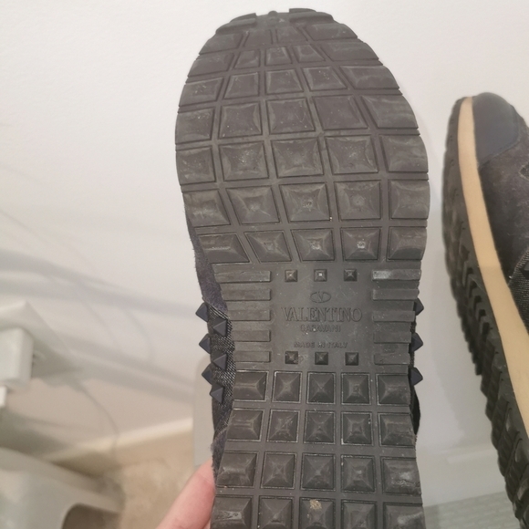 Valentino navy blue denim and leather Rockstead sneakers European s10 - Picture 6 of 12